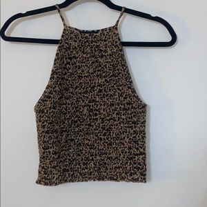 Hi neck cheetah tank top